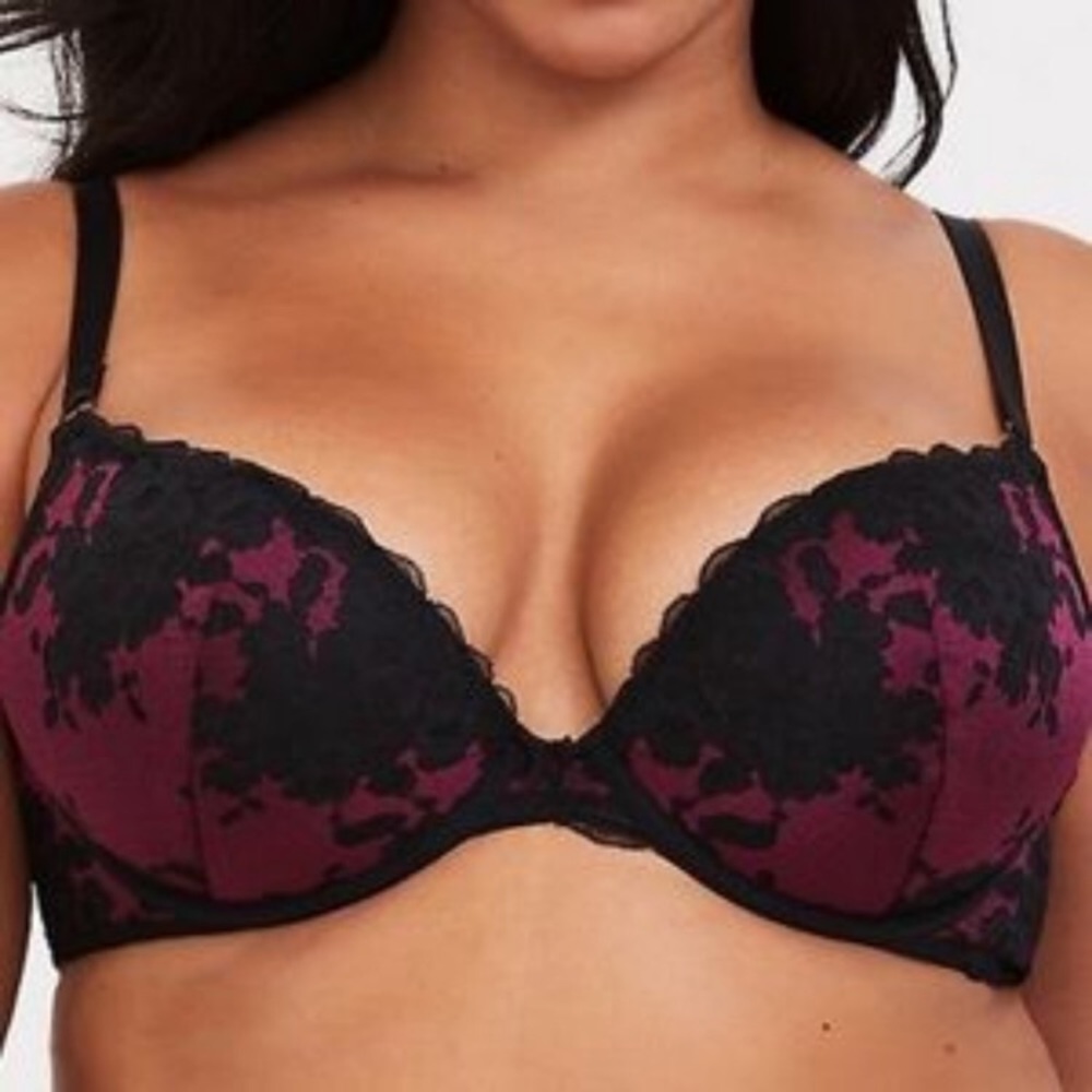 Torrid Merlot Lace Push Up Plunge Bra 40C